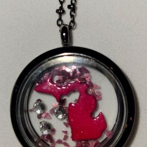 Necklace costume michigan symbol fuschia 30 inches long new